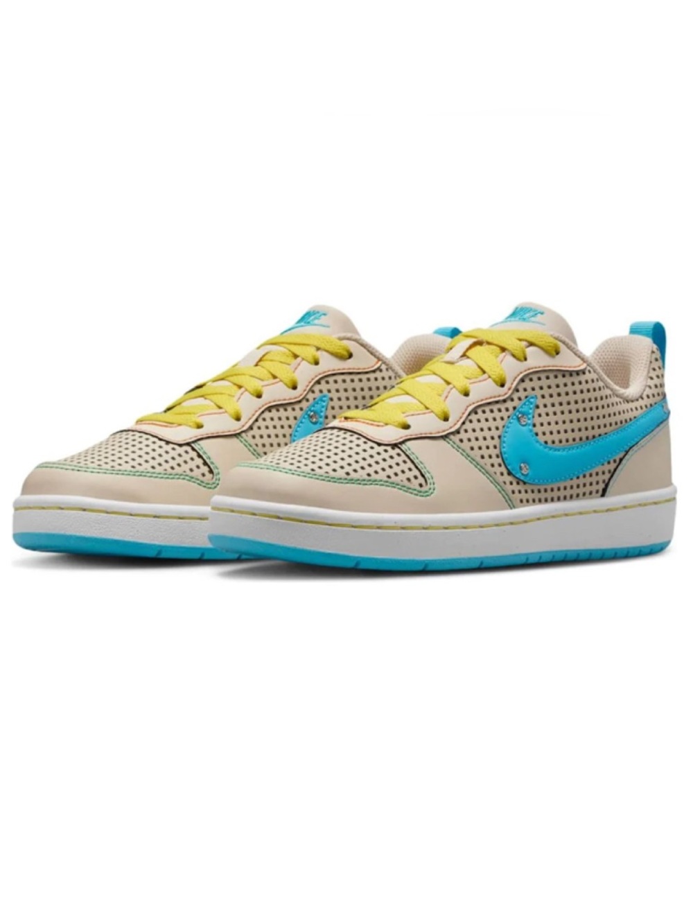 YOUTH NIKE COURT BOROUGH LOW RECRAFT BG SANDDRIFT / BALTIC BLUE SIZE 4Y